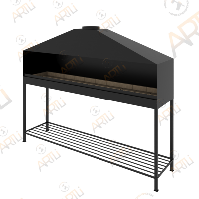 Профессиональный мангал с шамотным кирпичом 250 x 60 см