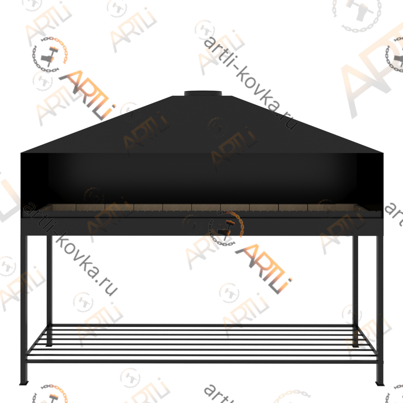 Профессиональный мангал с шамотным кирпичом 250 x 60 см
