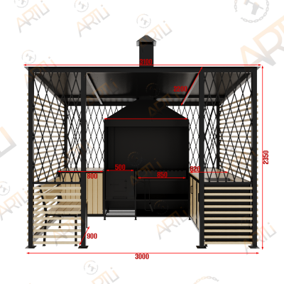 Лофт-беседка с мангалом и скамейкой "AL - Кливленд-3"