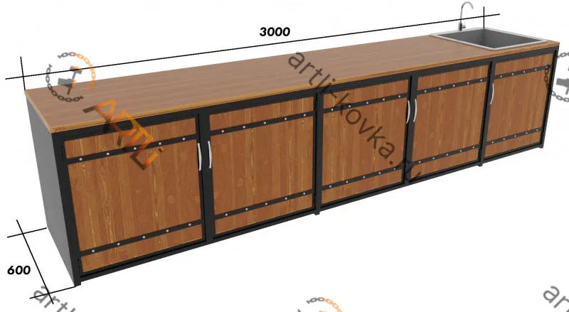 Рабочий стол с Мойкой 3000х600